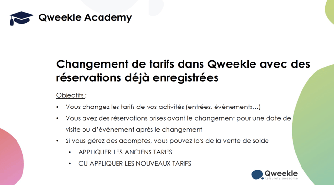 changement de tarifs avec résa déjà enregistrées