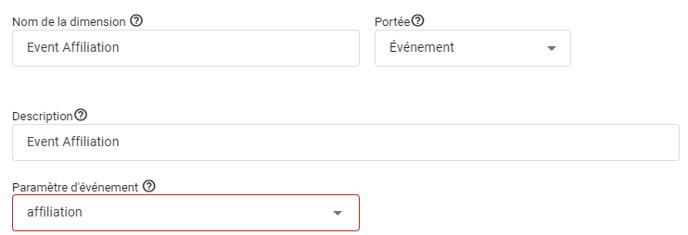 affiliation comme paramètre