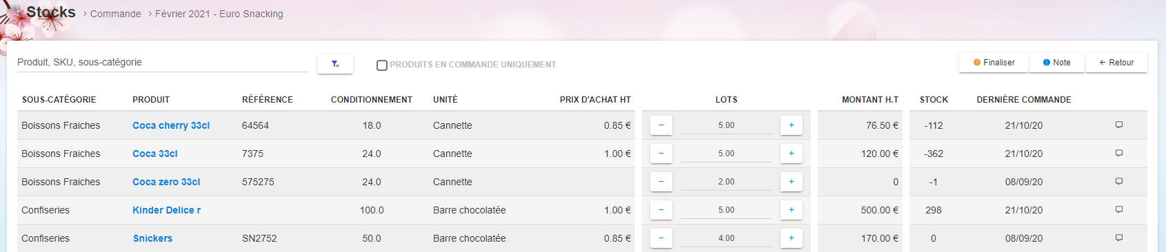 Qweekle Stock Commande création