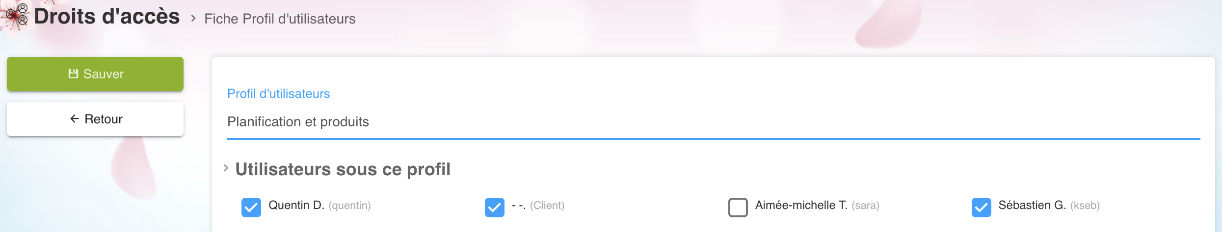 qweekle création profil droit accès