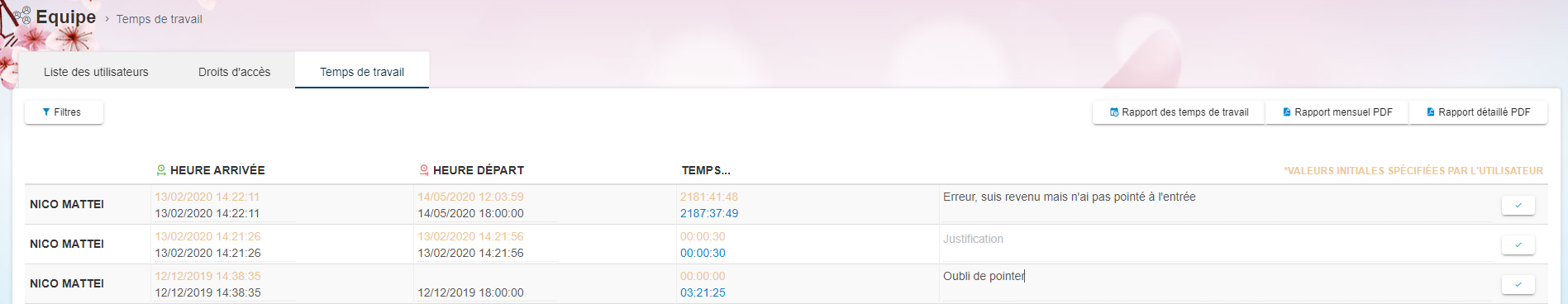 qweekle pointeuse tableau présence